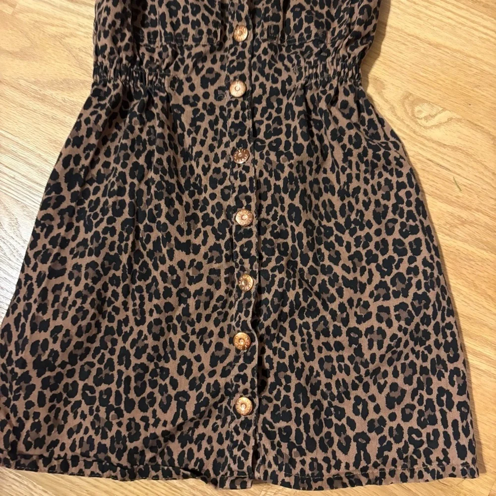 Vince Camuto Leopard Print Button Down Dress Sz 12 Sleeveless Kids Girls
